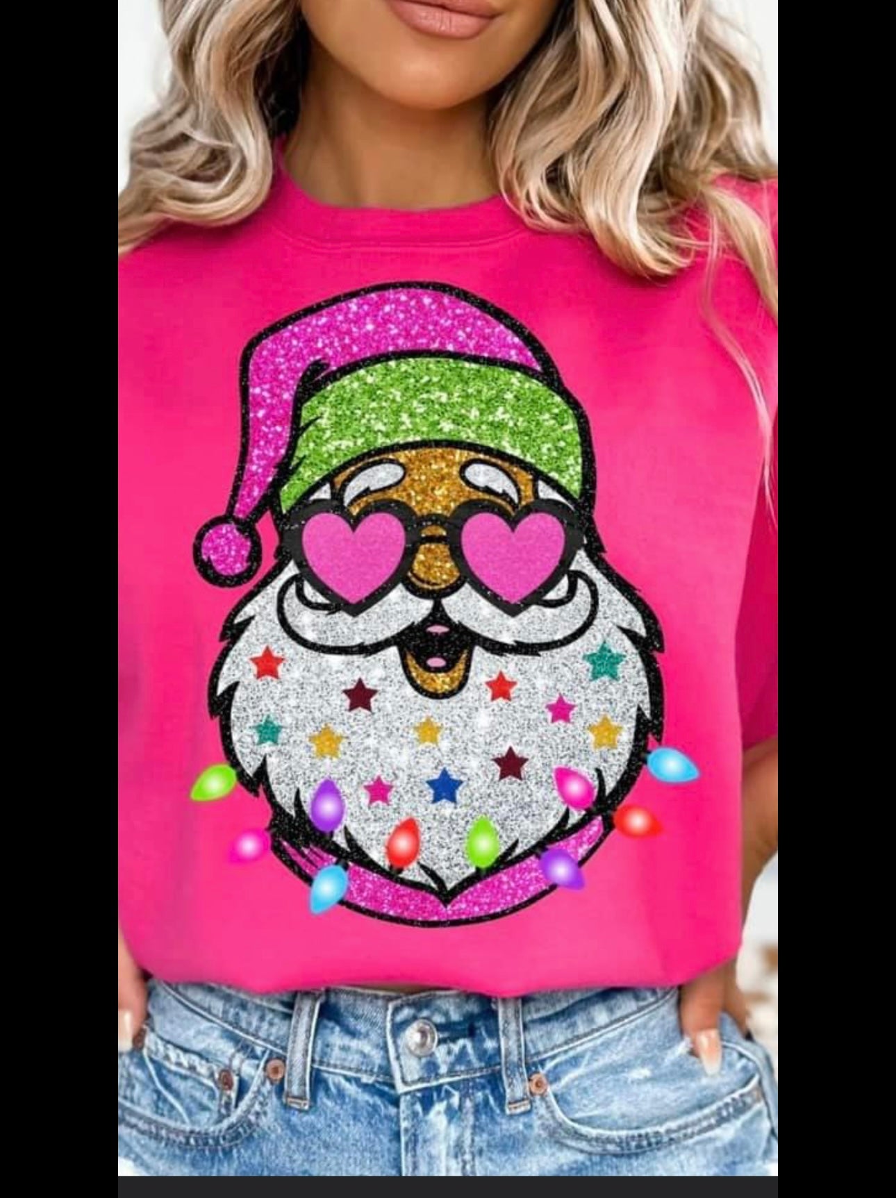 Santa Glitter DTF Sweatshirt