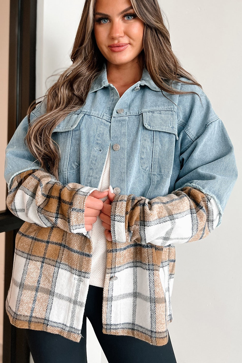 Plaid Demin Jacket